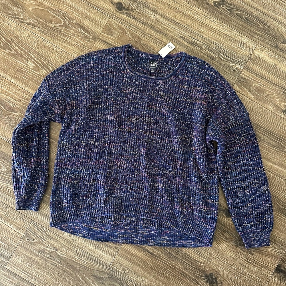 NWT GAP Navy Multicolor Knit Sweater